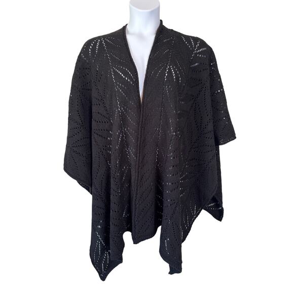 Coldwater Creek Sweaters - Coldwater Creek Black Open Cardigan Sz OS Duster Knit Oversized Boho Chic Cozy